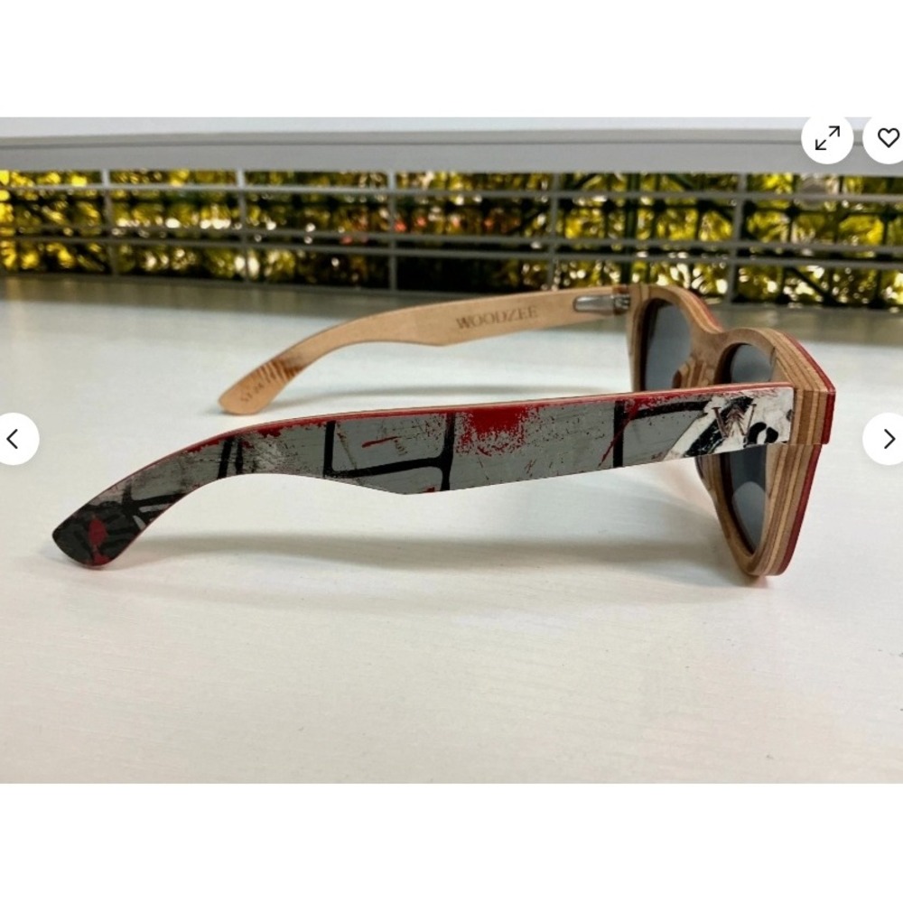 Woodzee Recycled Skateboard Sunglasses Size 53-24-147 (Malibu) Red/Grey - Picture 3 of 4